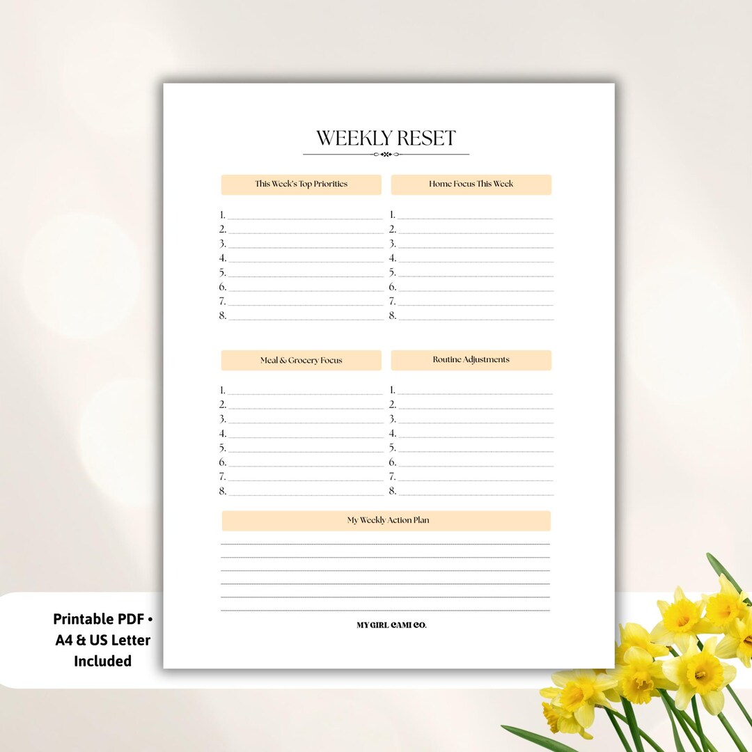 Weekly Reset Planner Printable | Sunday Reset & Weekly Planning ...