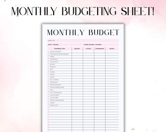 Monthly Budget Planner Printable | A4 A5 Budget Sheet | Expense Tracker | Income & Spending Worksheet | Finance Planner PDF