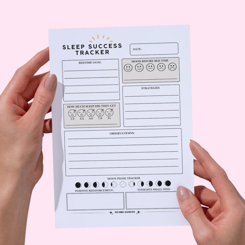 Sleep Tracker for Kids With Moon Phases | Sleep Journal | Bedtime ...