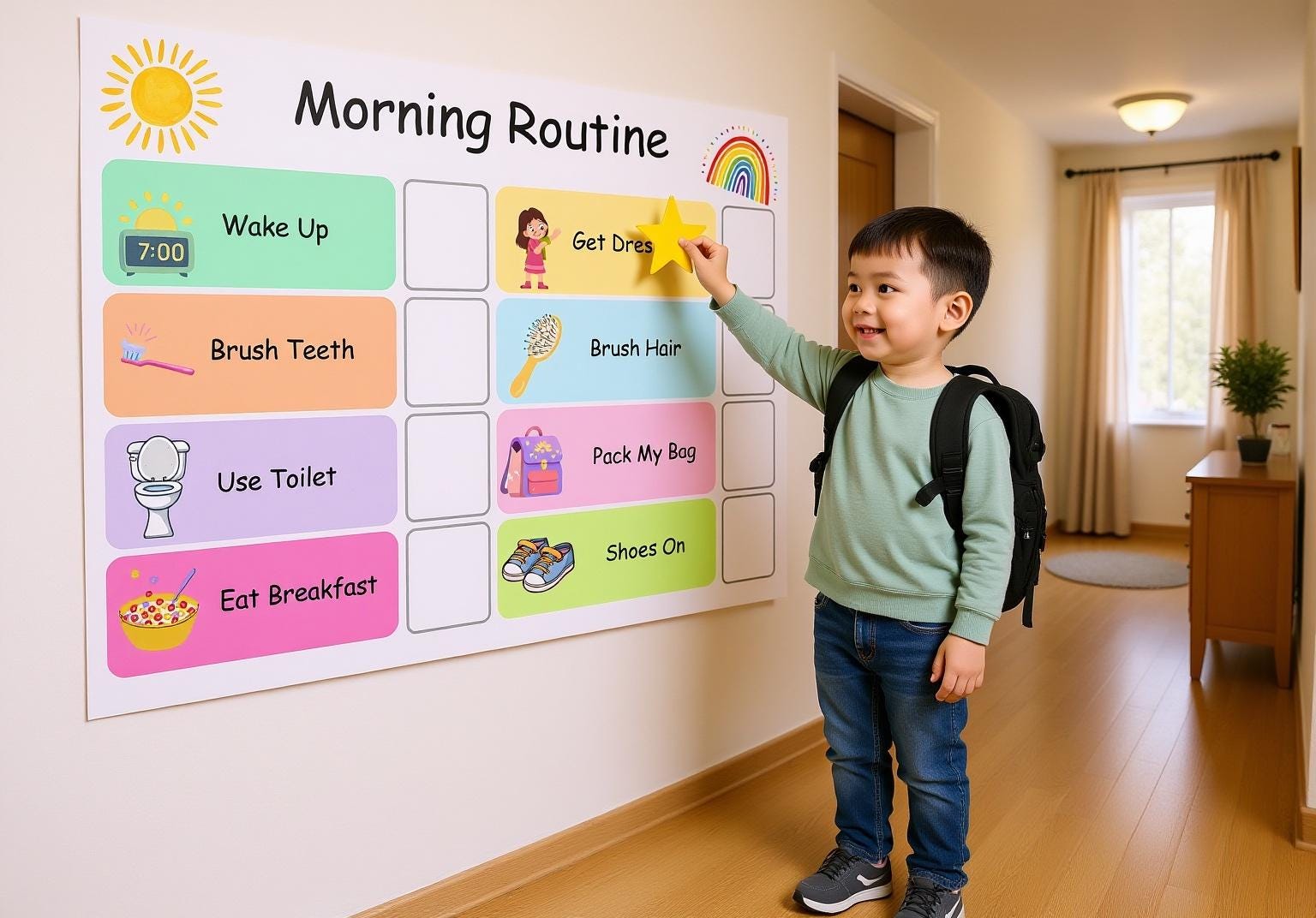 Morning Routine Chart Printable | Kids Visual Schedule | Autism Routine ...