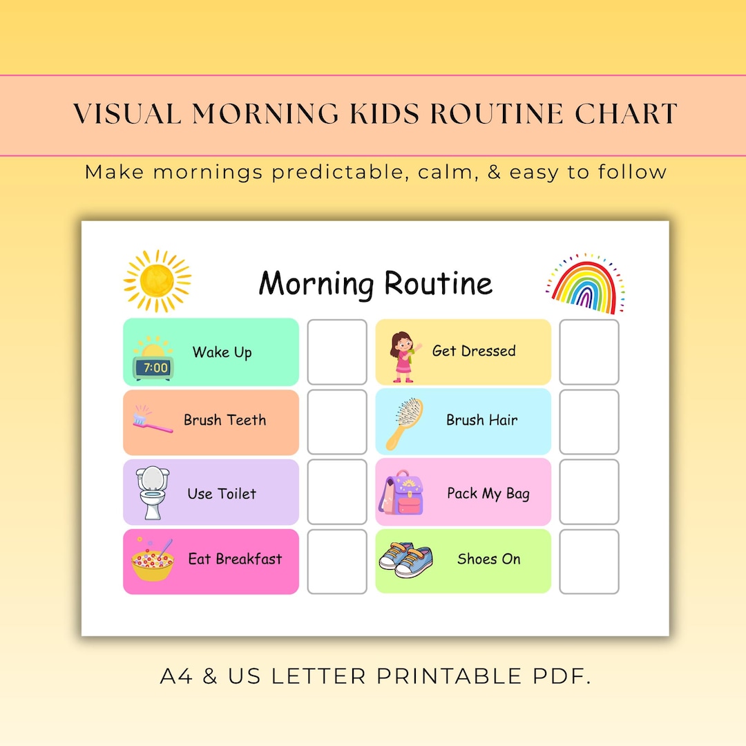 Visual Morning Routine Sequence Chart Morning Routine Chart Printable | Kids Visual Schedule | Autism Routine ...