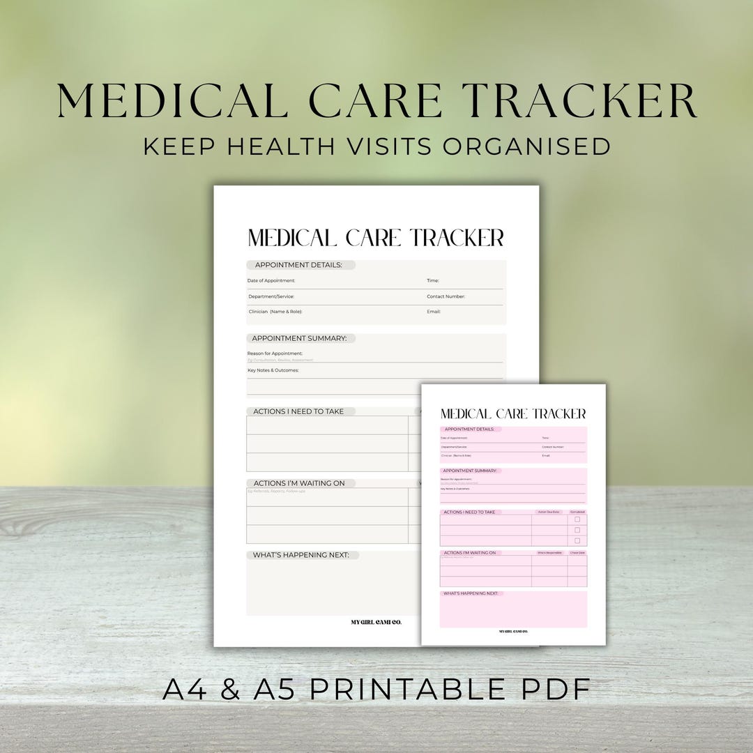 Medical Appointment Tracker Printable A4 & A5 | Doctor Visit Notes ...