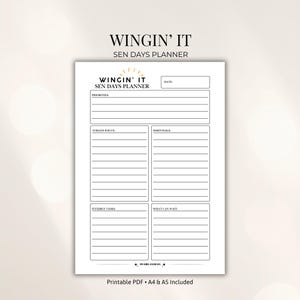 SEN Days Planner printable PDF for special needs caregivers featuring daily priorities, essentials, flexible tasks and what can wait sections, A4 and A5 sizes included.