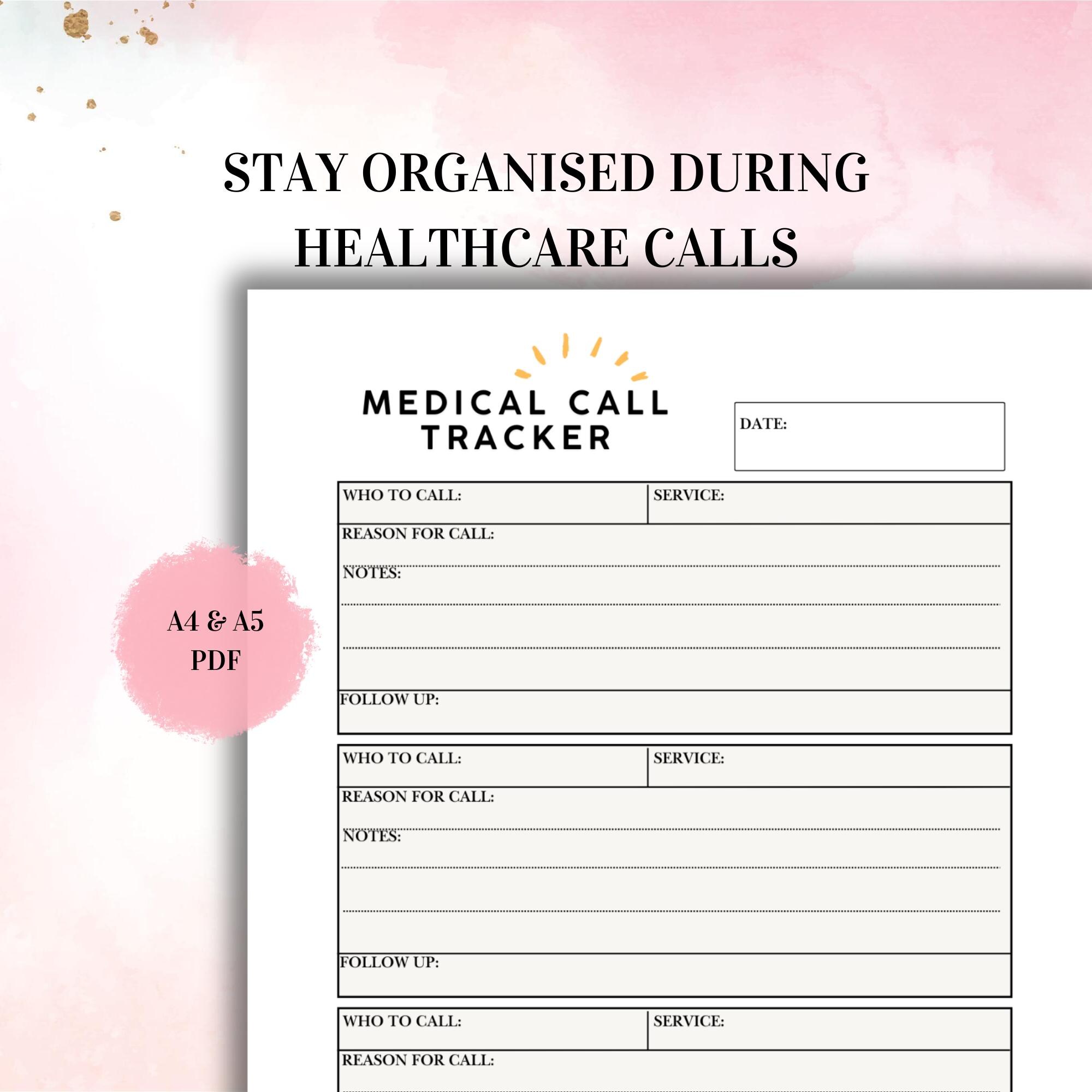 Medical Call Tracker Printable | Doctor & Specialist Call Log ...