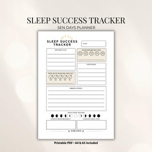 Sleep Success Tracker printable PDF for autism and special needs families with bedtime goals, mood tracker, sleep hours log, moon phase chart and behavior notes, A4 and A5 included.