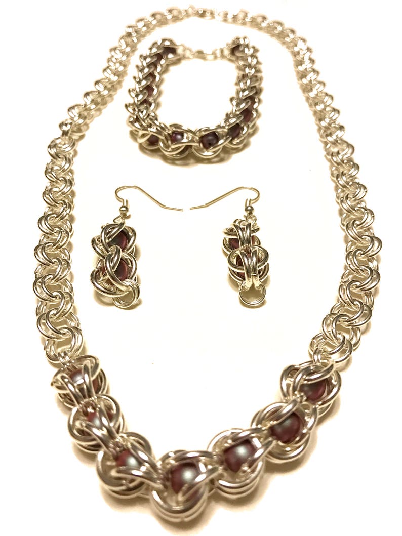 Swarovski Iridescent Red Glass Pearl Captured Bead Necklace Etsy UK