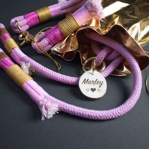 Set Little Princess Dog leather including choker in Pink With fine Cowhide & scissor Cabiners image 1