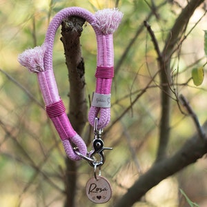 Set Little Princess Dog leather including choker in Pink With fine Cowhide & scissor Cabiners image 3