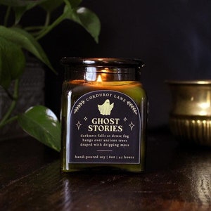 Ghost Stories Apothecary Candle, Fall Halloween Spooky Gothic, Dark Academia, Book Lovers, Cozy Moody Aesthetic, Goth Girl Gift
