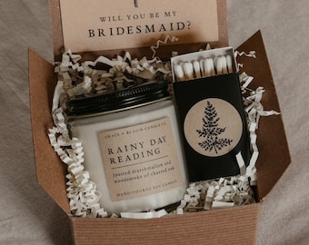 Dark Academia Bridesmaid Proposal Gift Box Literary Candle and Matchbox, Bookmark Will You Be My Groomsman, Bookish Aesthetic Gift