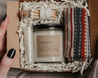 Dark Academia Bridesmaid Proposal Gift Box Literary Candle + Cozy Socks + Lip Balm + Matches, Bookmark Will You Be My, Bookish Aesthetic