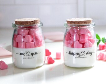 Valentine Candle, Galentine's Day Gift | Conversation Hearts Gift for your Girls, Personalized Candle in a Jar
