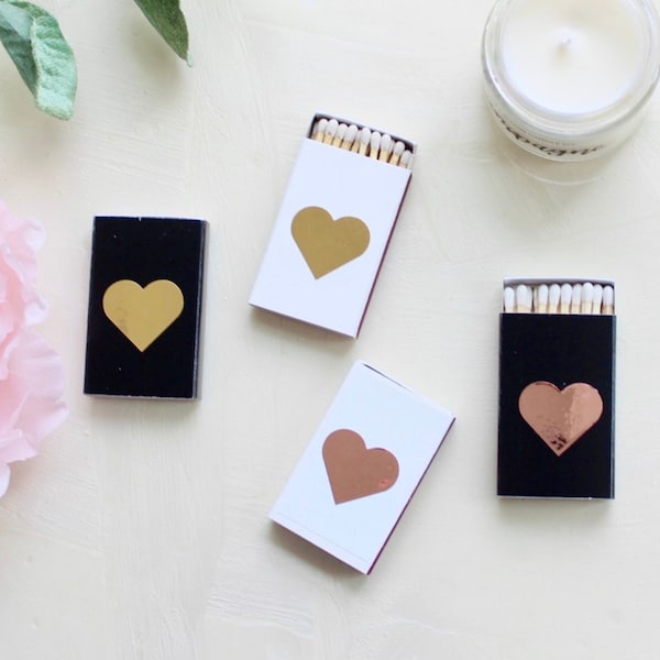 Wedding Matches, Cute Heart Matches, Gold Match Boxes | Bridesmaid  Proposals, Wedding Favors Matchsticks - set of 6