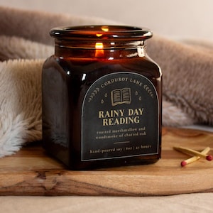 Rainy Day Reading | Book Lover Candle, Dark Academia Gift, Literary Candle, Bookish Aesthetic Gift, Book Inspired Soy Candle
