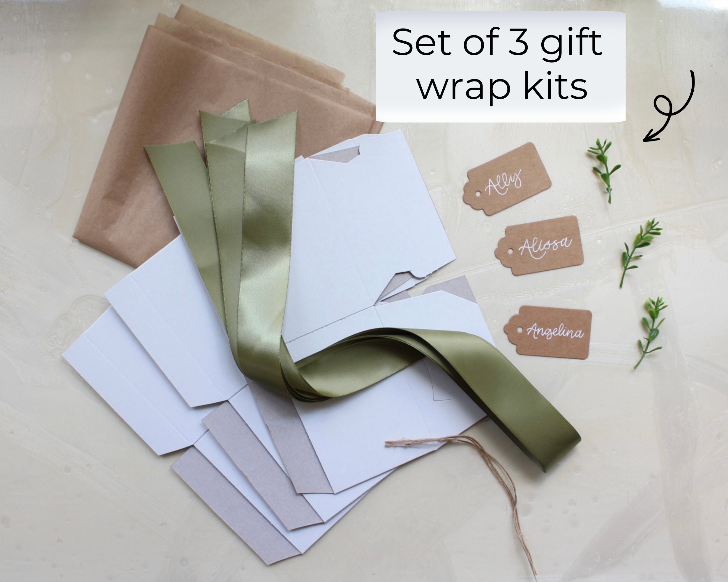 GIFT WRAPPING Kit From Grace Bloom DIY Sage Green, Blush Pink, or Black  Gift Wrap for Bridesmaid, Birthday, Wedding 