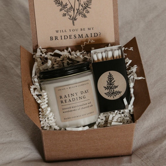 Dark Academia Bridesmaid Proposal Gift Box Literary Candle and Matchbox, Bookmark Will You Be My Groomsman, Bookish Aesthetic Gift