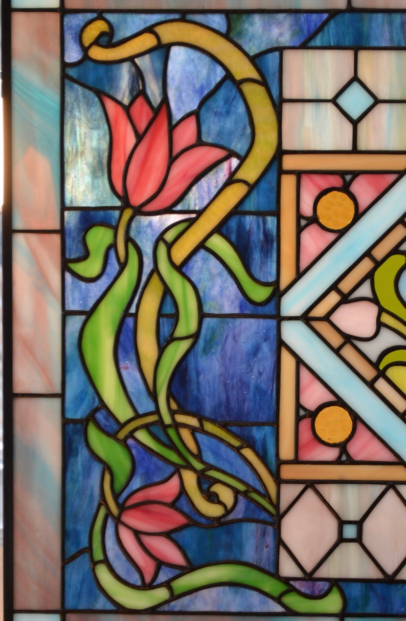 2203 Custom Stained Glass Window in Victorian Inspired Motif Etsy