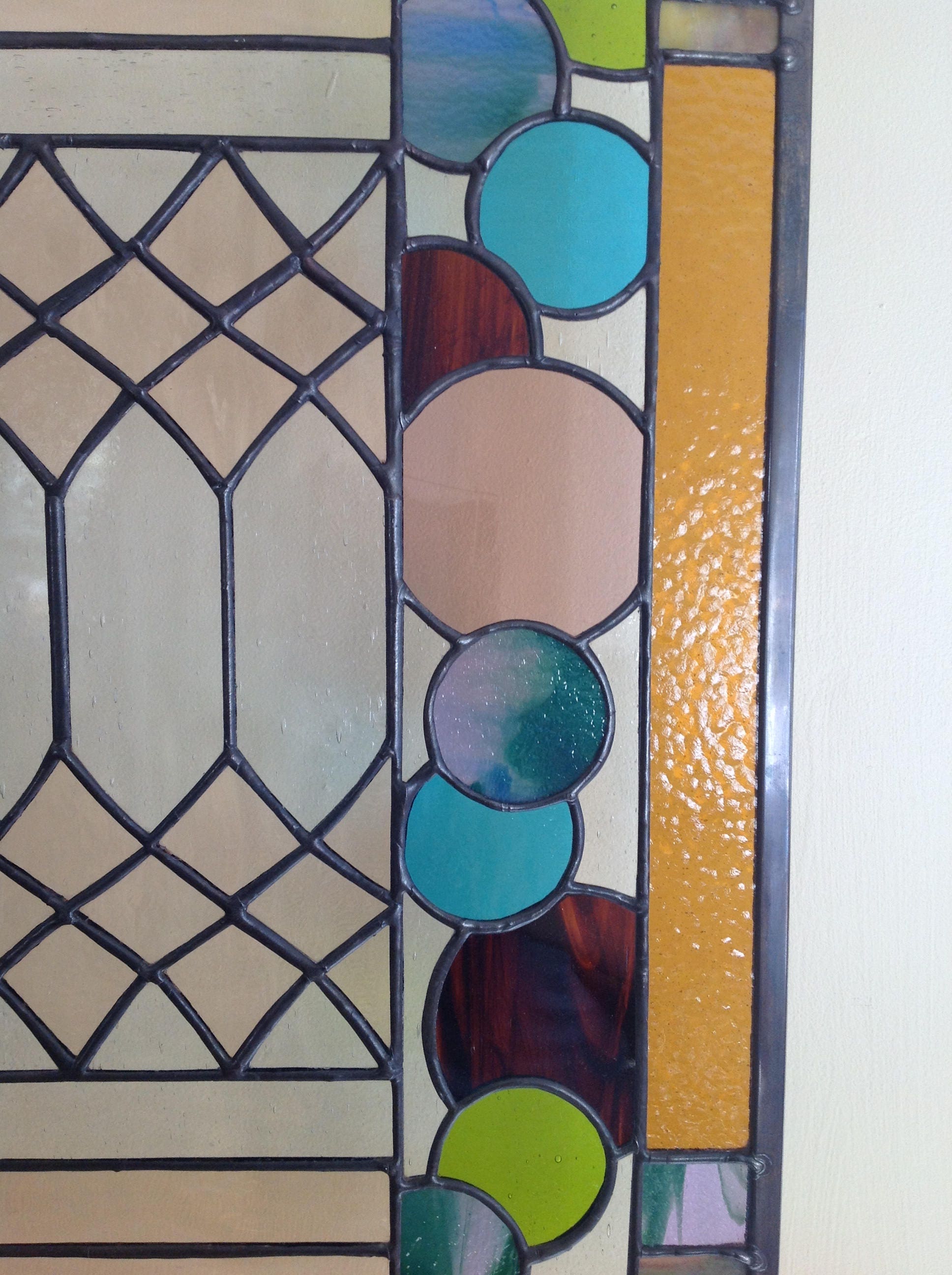 Custom Stained Glass Panel Combining a Traditional Arts and Crafts ...