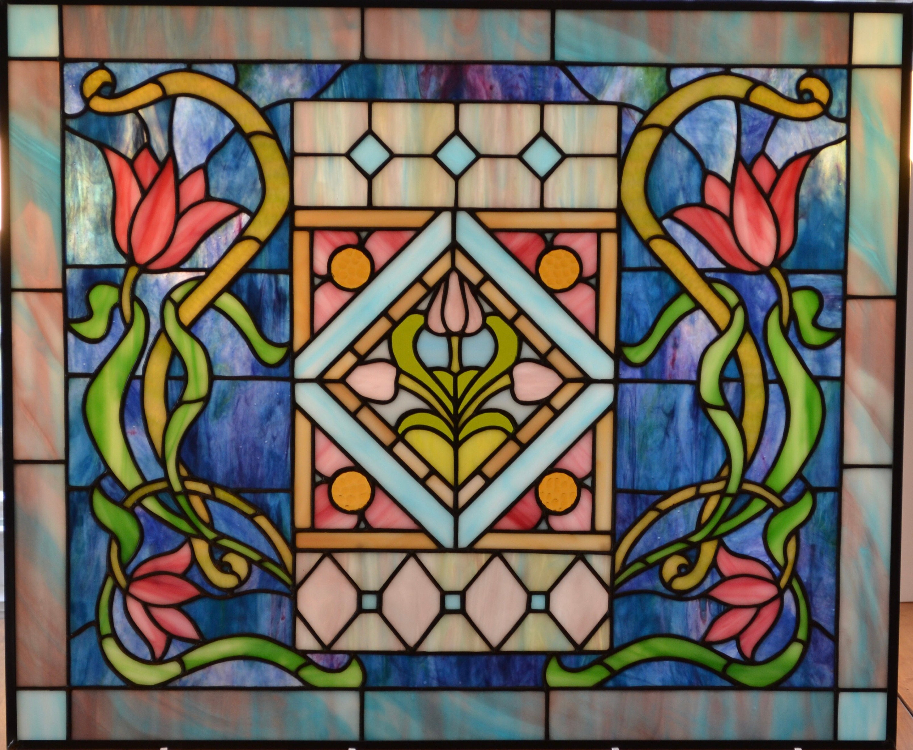 22-03 Custom Stained Glass Window in Victorian Inspired
