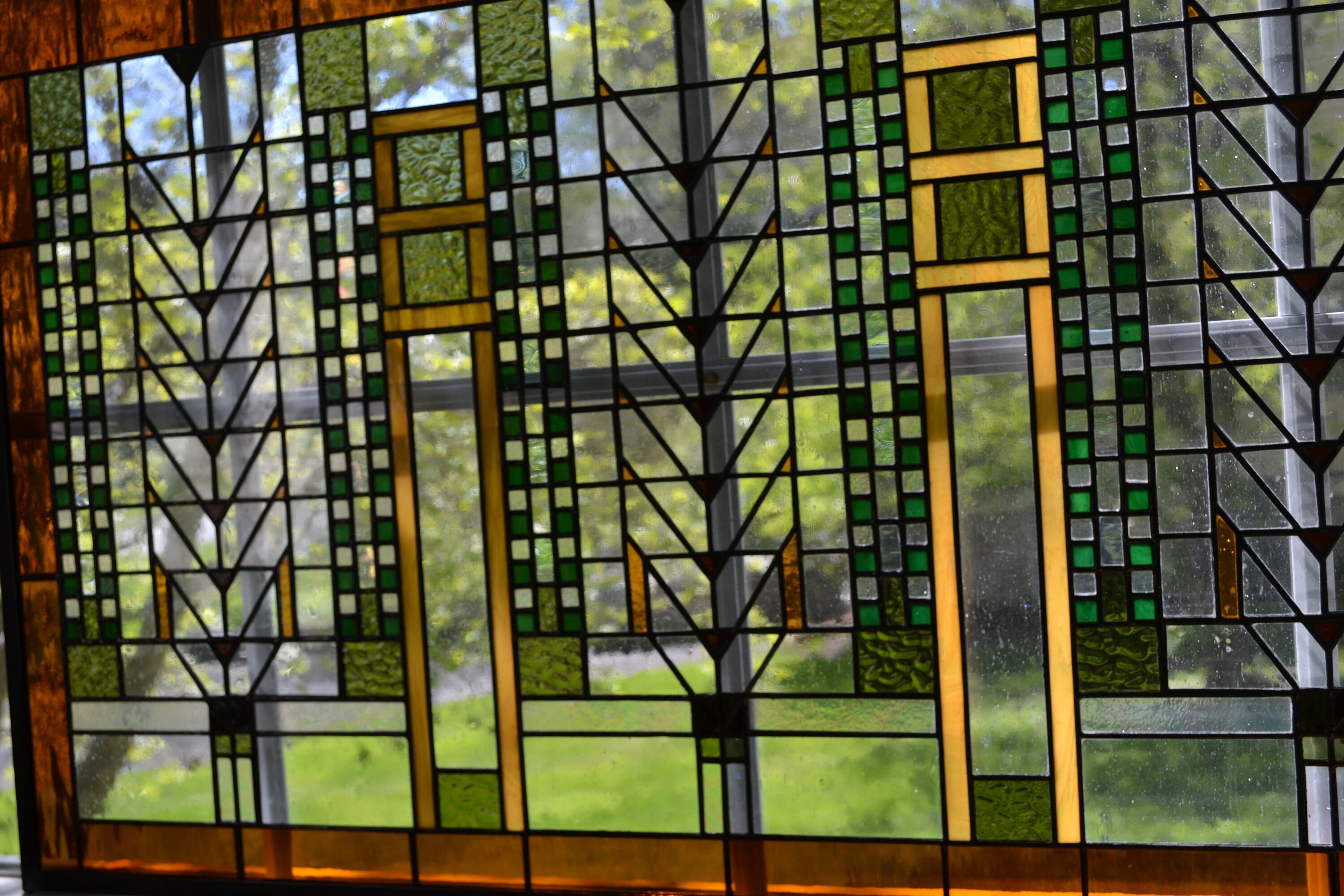 フランク・ロイド・ライト ヴィンテージステンドグラス 生命の木 ツリーオブライフ 23-02 Frank Lloyd Wright Inspired Tree of Life Stained Glass