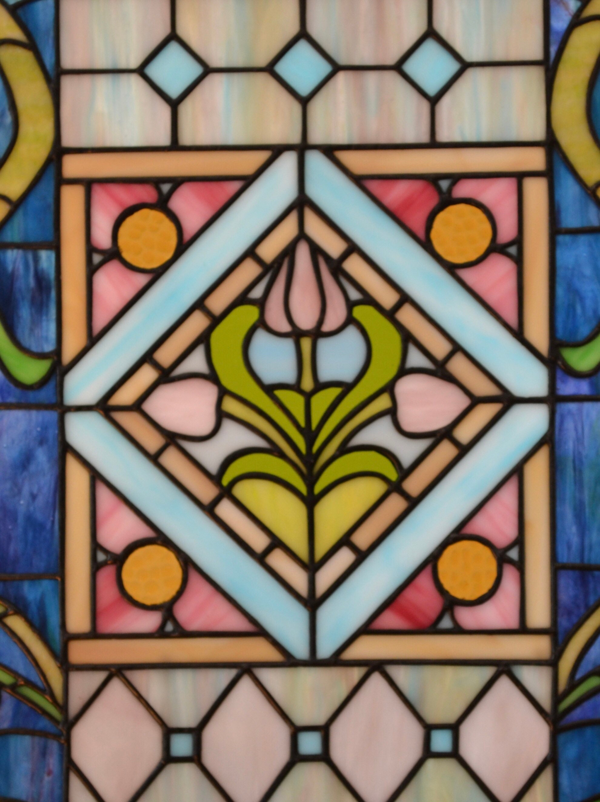 22-03 Custom Stained Glass Window in Victorian Inspired