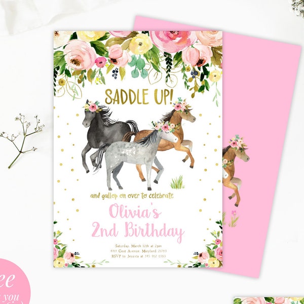 Horse Birthday Invitation Horse Invitation Horse Party invitation Editable Horse Birthday Party Invite INSTAND DOWNLOAD, Corjl template