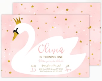 Swan birthday invitation, Swan Invitation, Swan Princess Invitation, Swan Birthday Party, Swan Princess Birthday invitation INSTAND DOWNLOAD