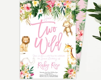 Two Wild Birthday Invitation Girl Invite Tribal Boho Arrow Feathers Coral Mint Download Printable Template Editable Templett Digital