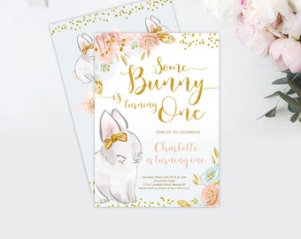 Bunny Invitation, Bunny Birthday Invitation, Spring Birthday Invitation, Some Bunny Invitation, Bunny Birthday Invitation Girl