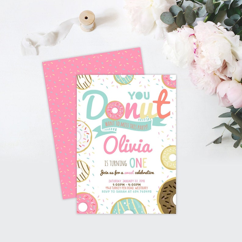 Donut Birthday Invitation Donut Invitation Donut Party Etsy