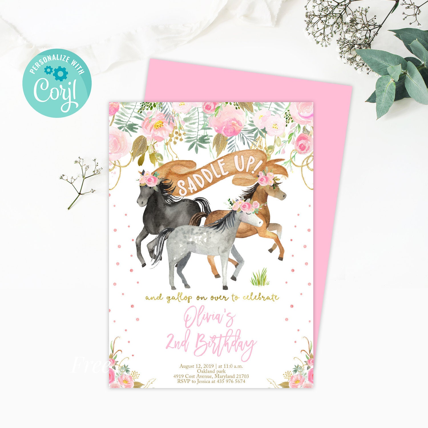Horse Birthday Invitation Horse Invitation Horse Party Etsy