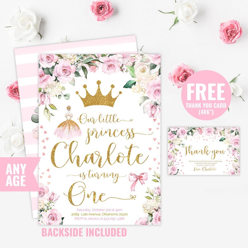Princess Invitation Princess Birthday Invitation Princess Etsy