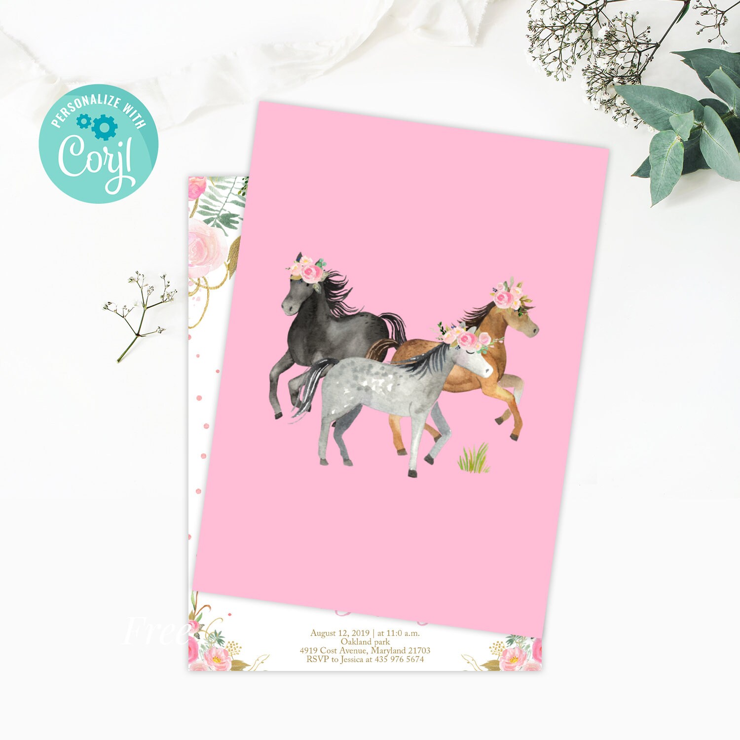 Horse Birthday Invitation Horse Invitation Horse Party Etsy