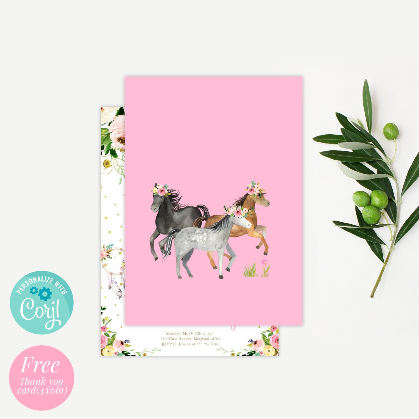 Editable Horse Birthday Invitation Horse Invitation Horse Etsy