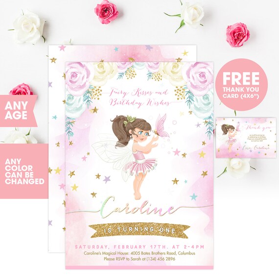 princess fairy birthday invitation fairy invitation fairy invite tinkerbell invite fairies invite fairy party first birthday 1st fairy princess invitations