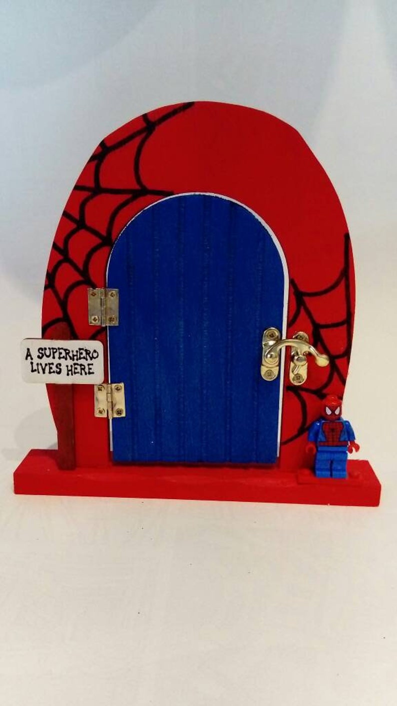 A Spiderman Superhero Door A Superhero Lives Here Lego Etsy