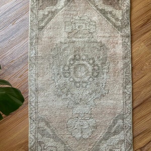 Small Oushak Rug, 1'7x3, Small Doormat Rug, Kitchen Rug, Bathroom Rug, Pastel Rug, Turkish Doormat Rug, Oriental Rug, Tiny Rug, Bohemian Rug