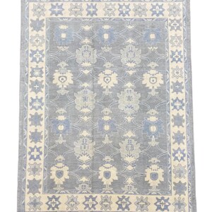 9x12 ft New Turkish Oushak Rug, Gray Turkish Rug, Gray and Blue Overall Oushak Rug, Handmade Area Rug, Beautiful Oushak Rug