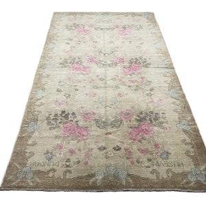4.9x8.4 ft Vintage Turkish Kars Rug, Brown and Pink Turkish Rug, Turkish Anatolian Rug, Handmade Rug, Bohemian Rug, Wool Turkish Rug *656