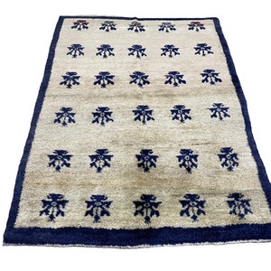 4.3x5.9 ft Vintage Turkish Shaggy Rug, Blue Turkish Rug, Turkish Tulu Rug, High Pile Rug, Handmade Rug, Bohemian Rug, Wool Turkish Rug *469
