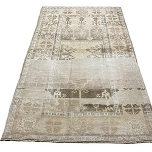 4.6x7.6 ft Vintage Turkish Kars Rug, Brown and Ivory Turkish Rug, Turkish Kars Rug, Handmade Rug, Bohemian Rug, Wool Turkish Rug *397