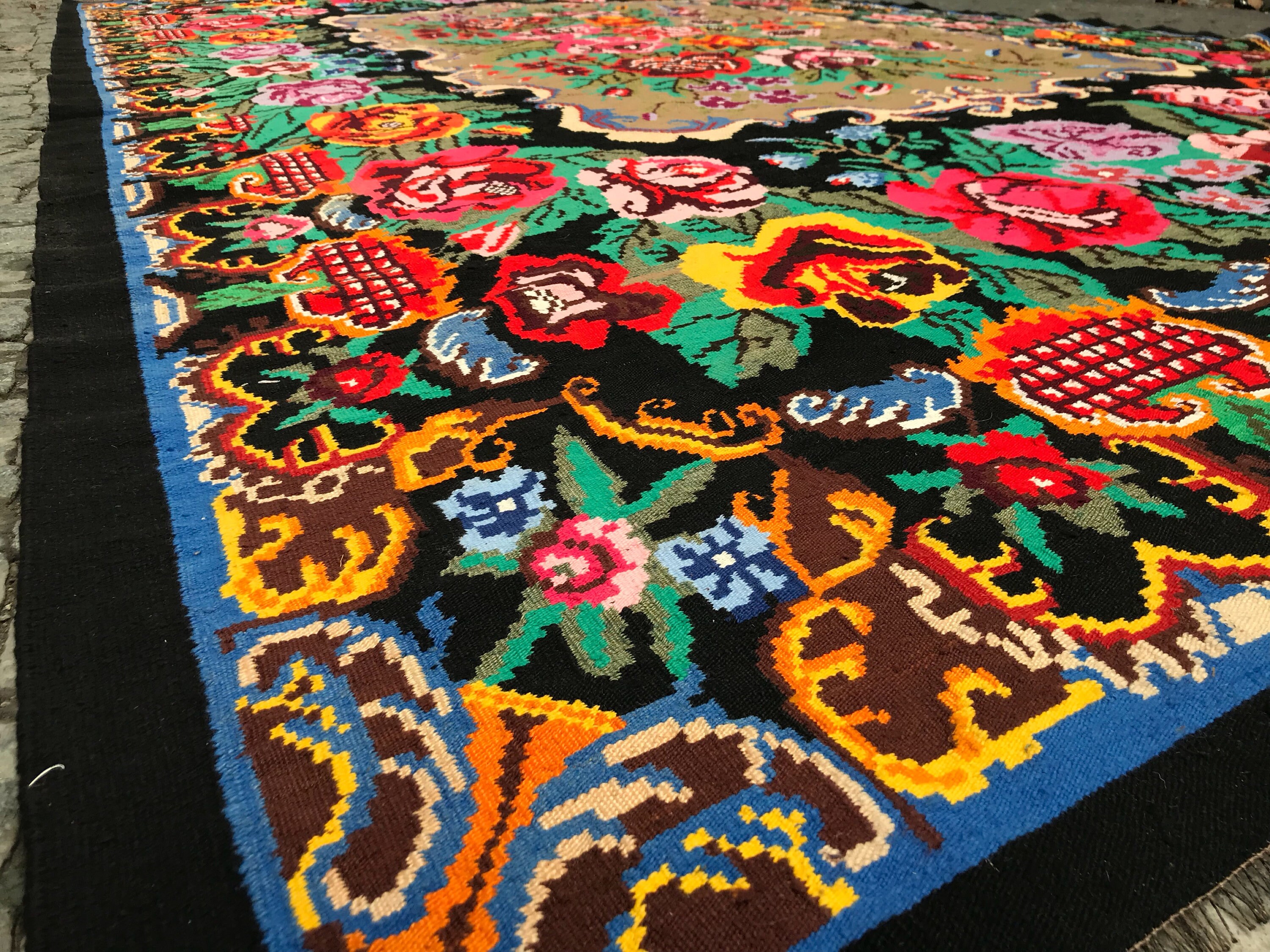 8x13.6 Ft Colorful Vintage Turkish Kilim Rug, Colorful Rug