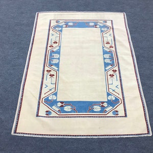 4x6 ft Vintage Oushak Rug, Turkish Oushak Rug, Area Rug, Turkish Rug, Oriental Rug, Decorative Rug, Wool Rug, Soft Pink Rug