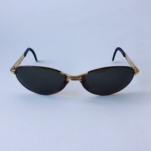 Police Vintage Oval Sunglasses Brown Gold Frame 90s NOS - Designer Sunglasses