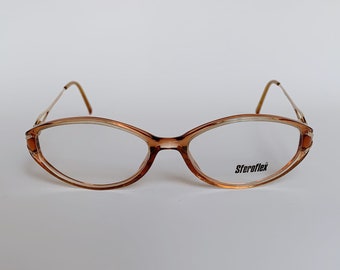 Sferoflex Vintage Oval Glasses 2 Colors Beige and Pink Crystal Frame Optical 80s NOS - Men's & Women's