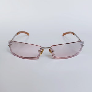 St. FLASH ヴィンテージ シールド ハーフ リムレス ピンク メガネ サングラス 00s y2k - DDVintageSunglasses のデザイナー サングラス