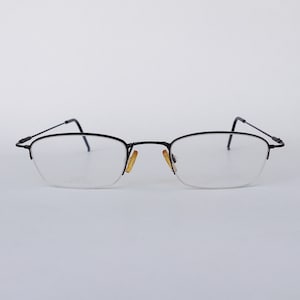 DE VALENTINI Vintage Square Eyeglasses Half Rimmed Matte Black Frame Optical 90s NOS - Mens & Womens