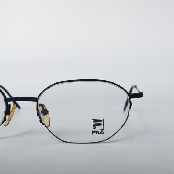 FILA Vintage Oval Glasses Half Rimmed Metallic Bl… - image 6