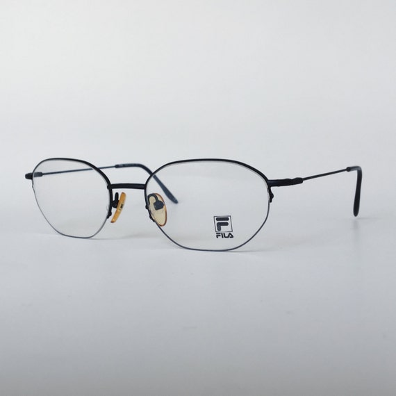 FILA Vintage Oval Glasses Half Rimmed Metallic Bl… - image 2