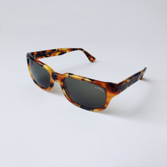 Sting Vintage Square Sunglasses Tortoise 80's - O… - image 2